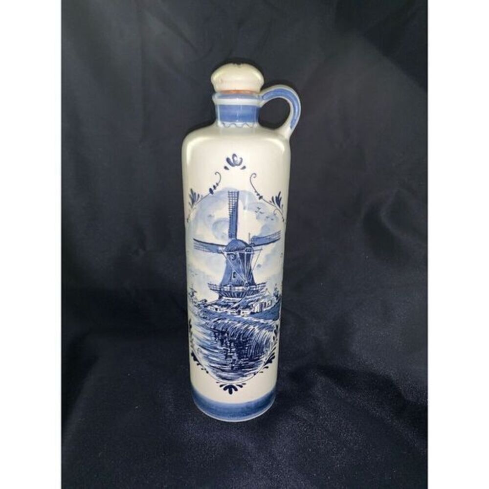 Vintage BLUE DELFT'S Made for BOLS Hand Painted Bottle w/Lid‎ - Made in Holland